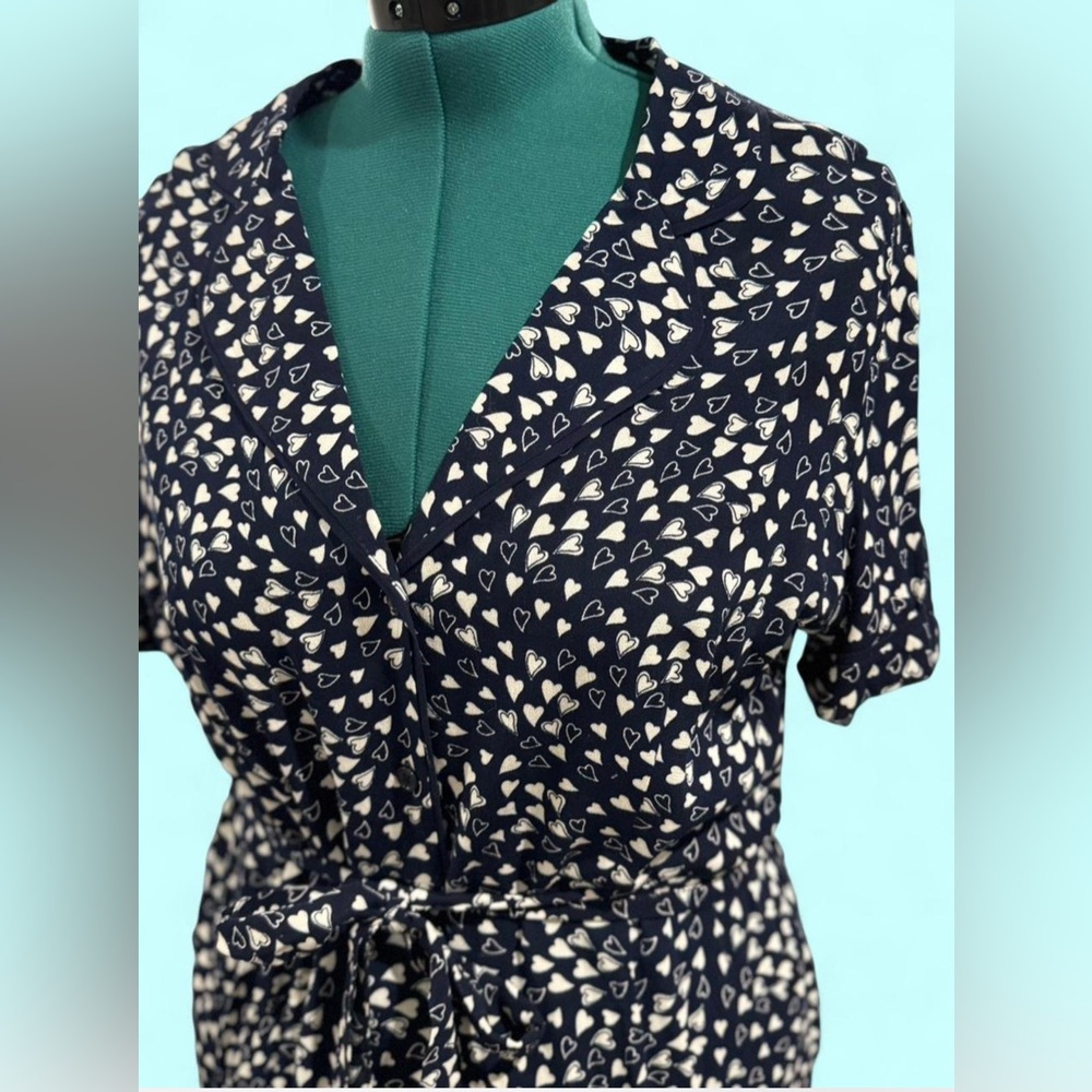 POPSUGAR Navy and White Heart Pattern Dress